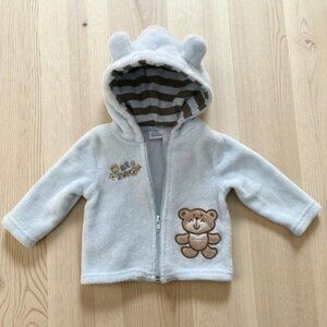 Petite Bears Soft Sherpa Teddy Bear Striped 3D Ears Hoodie size 3-6 Months